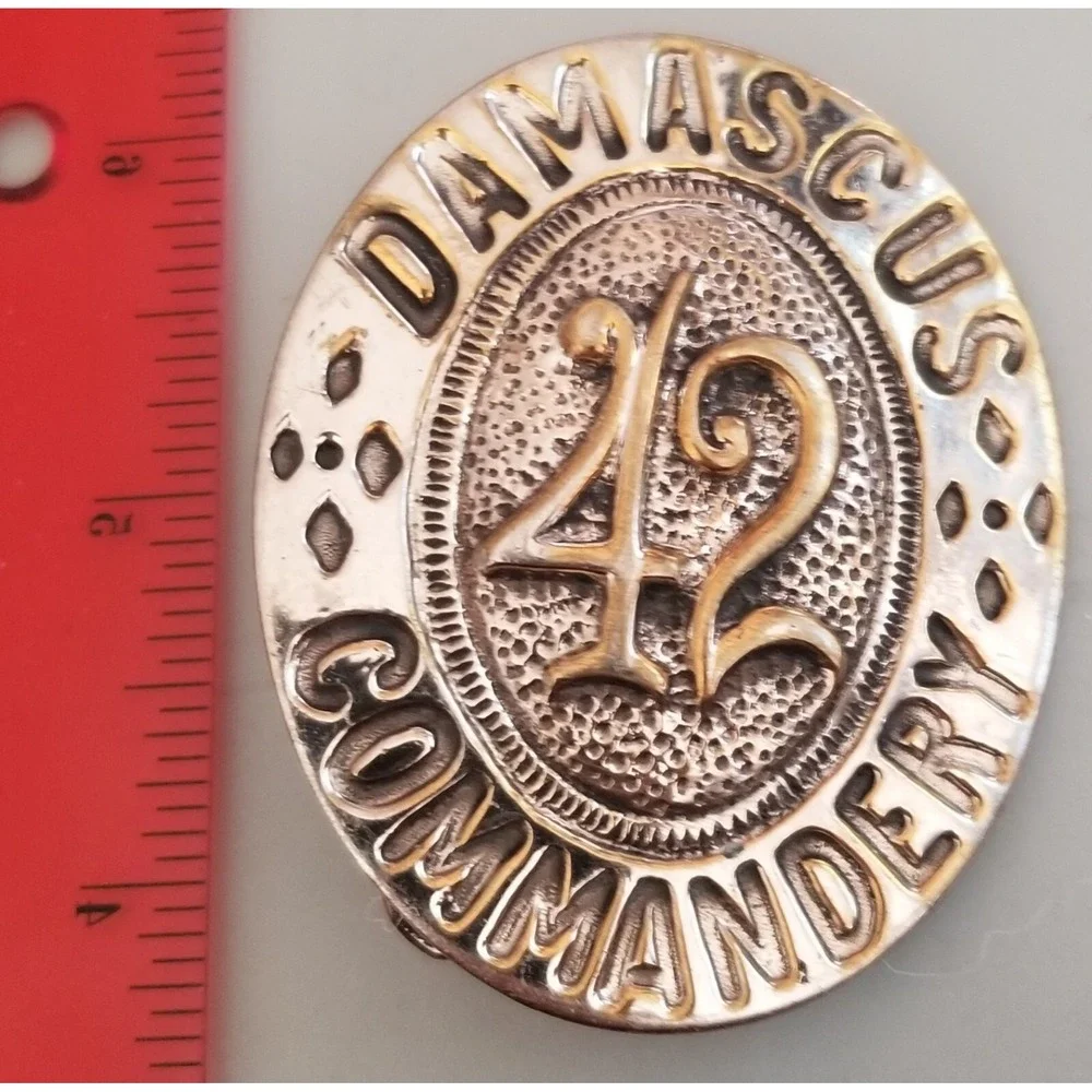 Damascus Commandery 42 Knights Templar Masonic Antique Vtg Belt Buckle